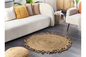 Zonguldak Ryeteppe 120 cm Rund - Beige - Tekstiler & tepper - Teppe & matte - Moderne matte - Jutematter & hampematter