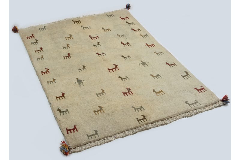 Håndknyttet Gabbeh Shiraz Ull Beige 103x138cm - Beige - Orientalske tepper - Persisk matte