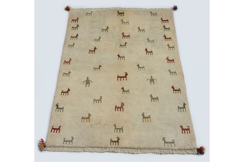 Håndknyttet Gabbeh Shiraz Ull Beige 103x138cm - Beige - Orientalske tepper - Persisk matte