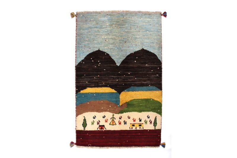 Håndknyttet Gabbeh Shiraz Ull Blå / Brun 93x148cm - Blå|Brun - Orientalske tepper - Persisk matte