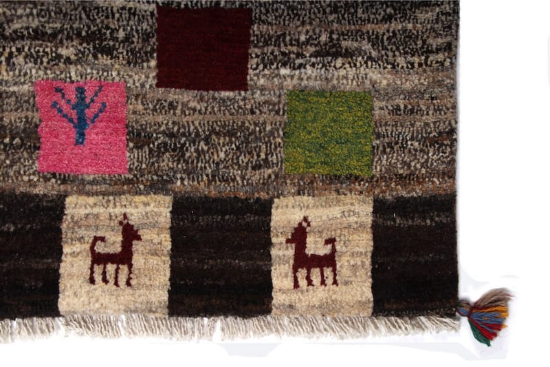 Håndknyttet Gabbeh Shiraz Ull Grå/Krem 103x168 cm - Grå|Krem - Orientalske tepper - Persisk matte