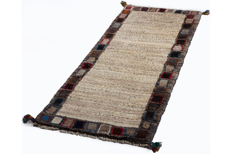 Håndknyttet Gabbeh Shiraz Ull Grå/Krem 58x140 cm - Grå|Krem - Orientalske tepper - Persisk matte