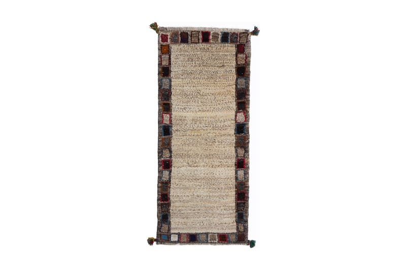 Håndknyttet Gabbeh Shiraz Ull Grå/Krem 58x140 cm - Grå|Krem - Orientalske tepper - Persisk matte