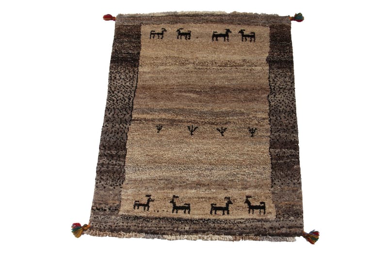 Håndknyttet Gabbeh Shiraz Ull Grå/Krem 81x115 cm - Grå|Krem - Orientalske tepper - Persisk matte