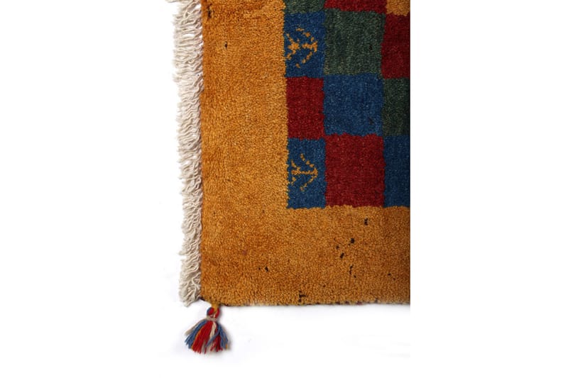 Håndknyttet Gabbeh Shiraz Ull Gull/Blå 131x175 cm - Blå | Gull - Orientalske tepper - Persisk matte