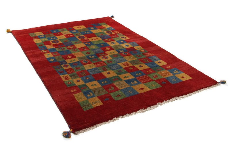 Håndknyttet Gabbeh Shiraz Ull Rød/Gul 124x186 cm - Rød | Gul - Orientalske tepper - Persisk matte