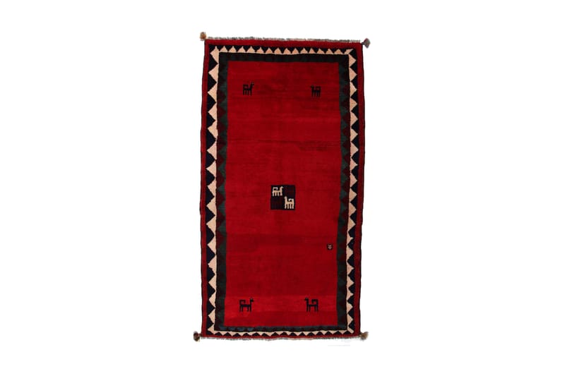 Håndknyttet Gabbeh Shiraz Ull Rød/Svart 106x202 cm - Orientalske tepper - Persisk matte