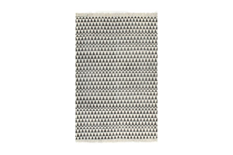 Gulvsteppe kilim-vevet bomull m. mønster 120x180cm/hvit - Hvit|Svart - Kelimtepper