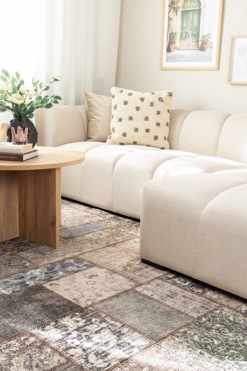 Maskinvevd teppe KM Home Tarfaya Patch RUND 240x240 Smaragdgrønn - Smaragdgrønn - Tekstiler & tepper - Teppe & matte - Orientalske tepper - Patchwork tepper