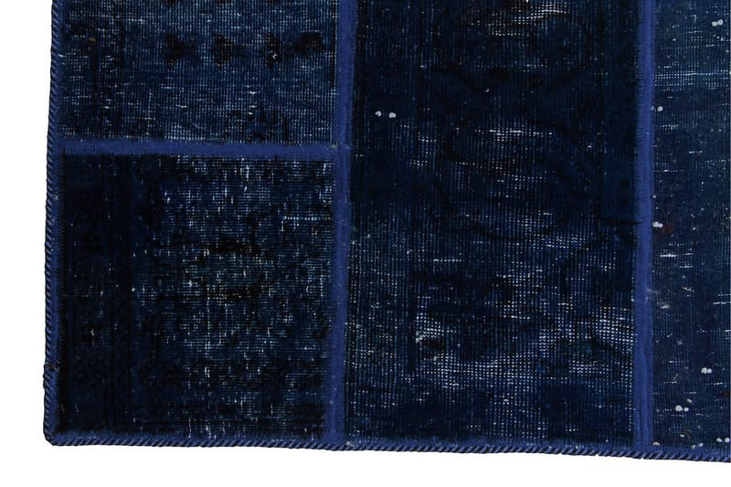 Håndknyttet Lappeteppe Ull/Garn Mørkeblå/Blå 138x214 cm - Mørkeblå|Blå - Patchwork tepper
