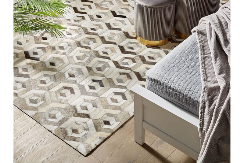 Tavak Matte 140x200 cm - Lær/Beige/Brun - Tekstiler & tepper - Teppe & matte - Orientalske tepper - Patchwork tepper
