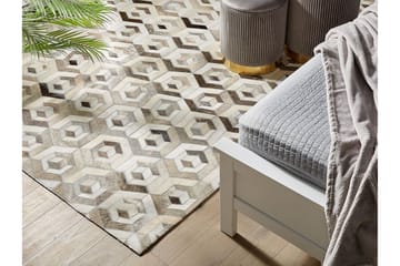 Tavak Matte 140x200 cm - Lær/Beige/Brun - Tekstiler & tepper - Teppe & matte - Orientalske tepper - Patchwork tepper