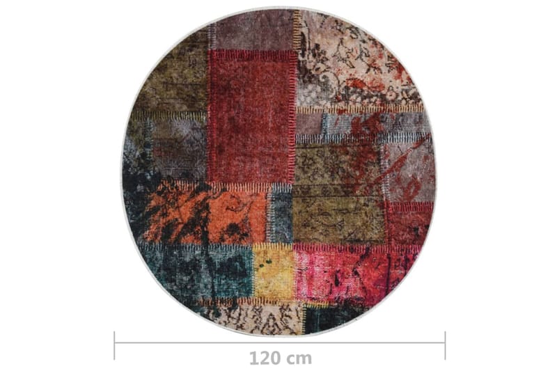 Vaskbart teppe med lappemønster 120 flerfarget sklisikker - Flerfarget - Patchwork tepper