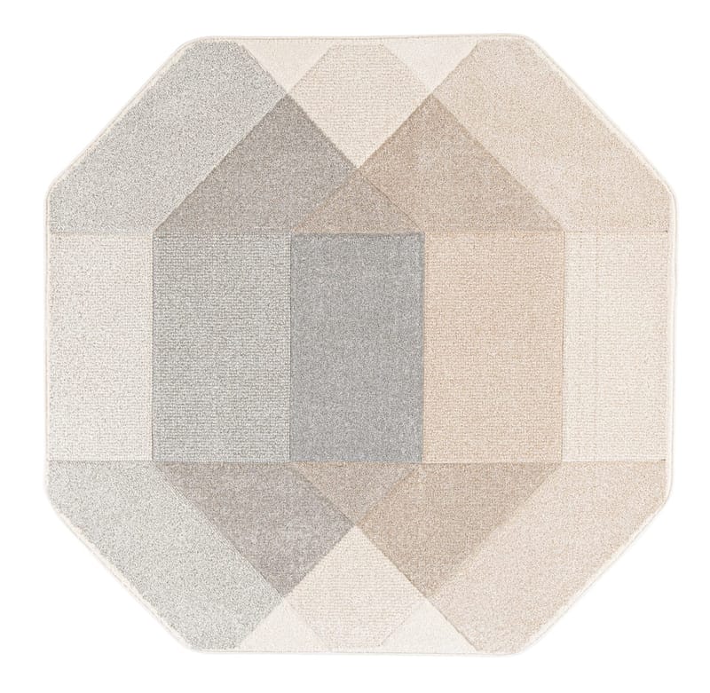 Teppe Navon Carved 160x160 cm, Grå/Beige