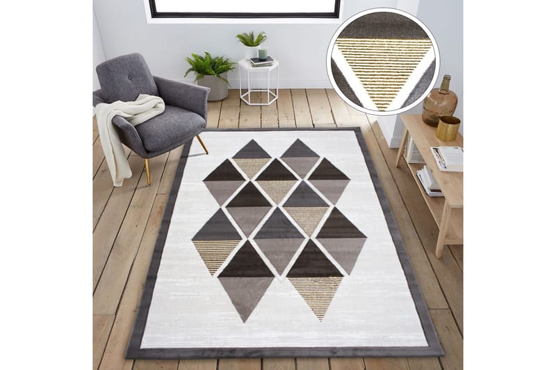 Matte Tacettin 80x150 cm - Hvit/Gull/Grå - Små tepper - Teppe & matte