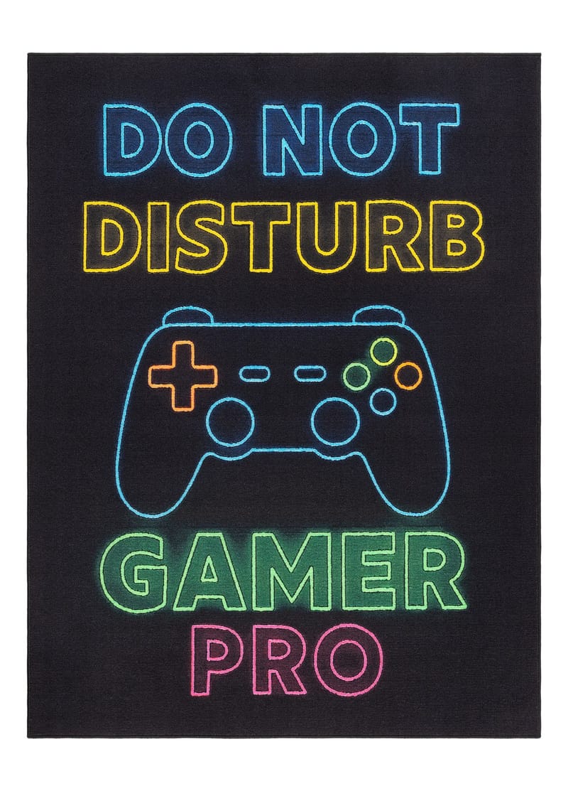 Maskinvevd teppe KM Home Play Gamer 120x160 Svart, svart