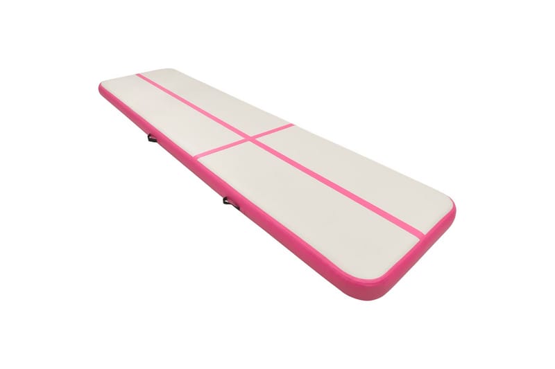 Oppblåsbar gymnastikkmatte med pumpe 800x100x20 cm PVC rosa - Treningsmatte