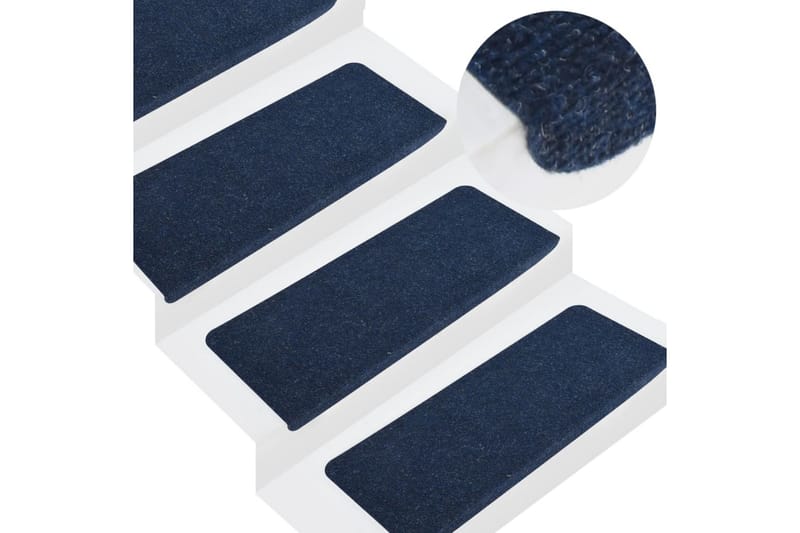 Selvklebende trappematter 15 stk 65x28 cm blå - Blå - Trappetrinnstepper