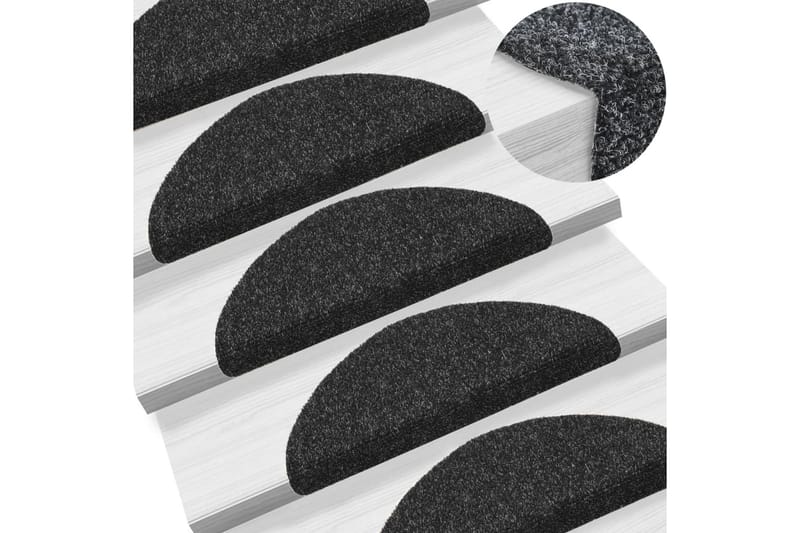 Selvklebende trappematter 10 stk svart 54x16x4 cm - Svart - Trappetrinnstepper