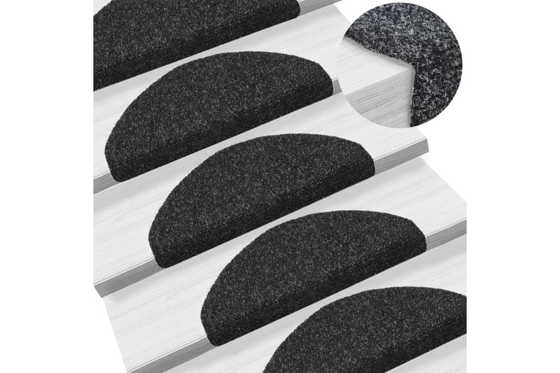 Selvklebende trappematter 10 stk svart 65x21x4cm nålestempel - Svart - Trappetrinnstepper