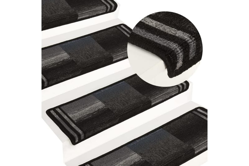 Selvklebende trappematter 15 stk 65x25 cm svart og grå - Trappetrinnstepper