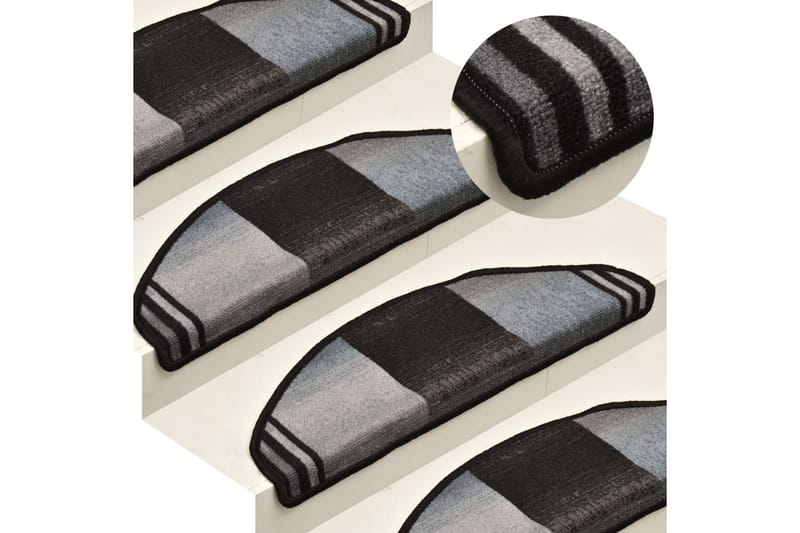 Selvklebende trappematter 15 stk svart og grå 65x21x4 cm - Flerfarget - Trappetrinnstepper