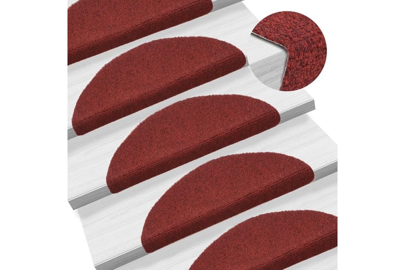 Selvklebende trappematter 5 stk rød 56x17x3 cm nålestempel - Rød - Trappetrinnstepper