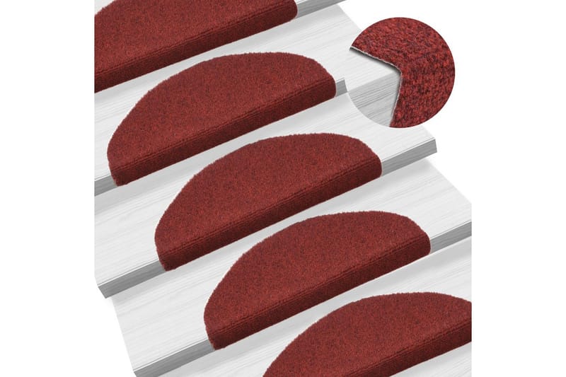 Selvklebende trappematter nålestempel 15 stk 65x21x4cm rød - Rød - Trappetrinnstepper