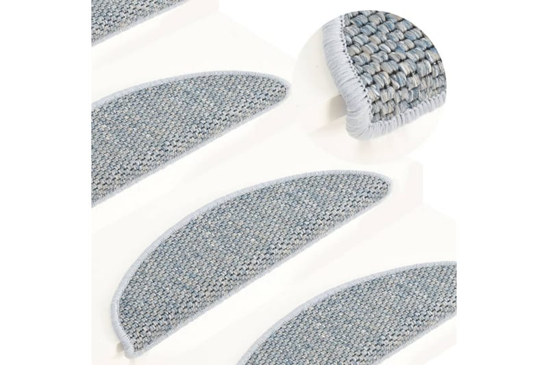 Selvklebende trappematter sisal-utseende 15 stk 65x25 cm blå - Blå - Trappetrinnstepper