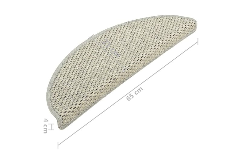 Selvklebende trappematter sisal-utseende 15 stk 65x25 cm grå - Grå - Trappetrinnstepper