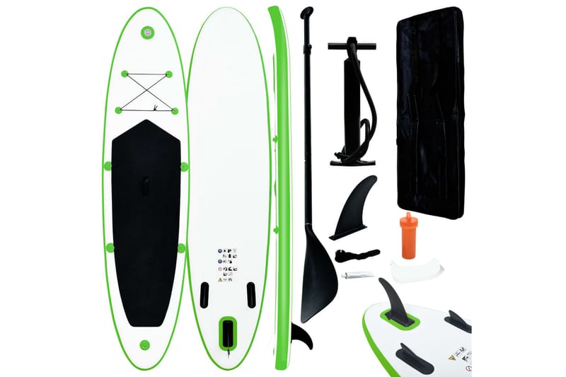 Oppblåsbart padlebrettsett grønn og hvit - grønn - Treningsmatte
