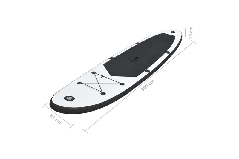 Oppblåsbart padlebrettsett svart og hvit - Svart - Treningsmatte