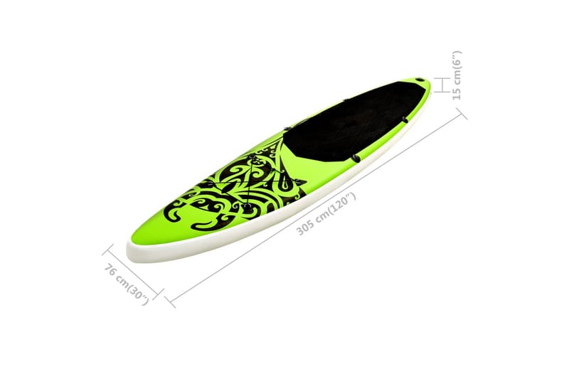 Oppblåsbart padlebrettsett 305x76x15 cm grønn - grønn - Treningsmatte