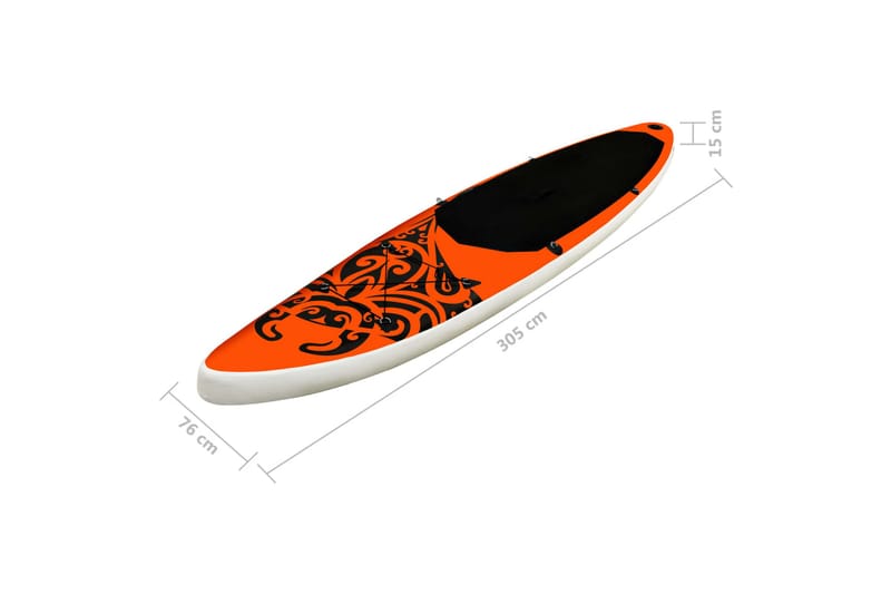 Oppblåsbart padlebrettsett 305x76x15 cm oransje - Oransj - Treningsmatte