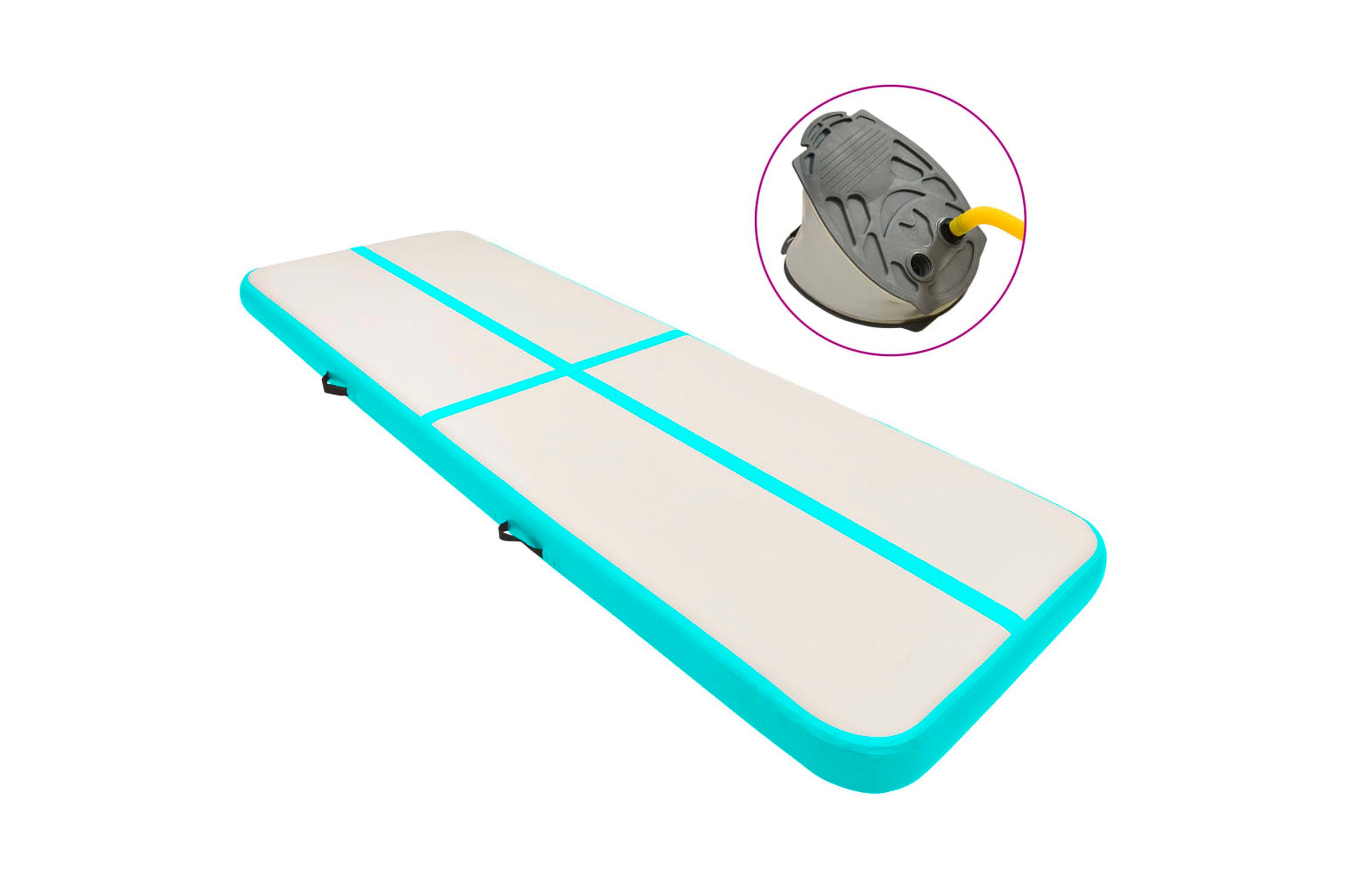 Be Basic Oppblåsbar gymnastikkmatte med pumpe 500x100x15 cm PVC grønn -