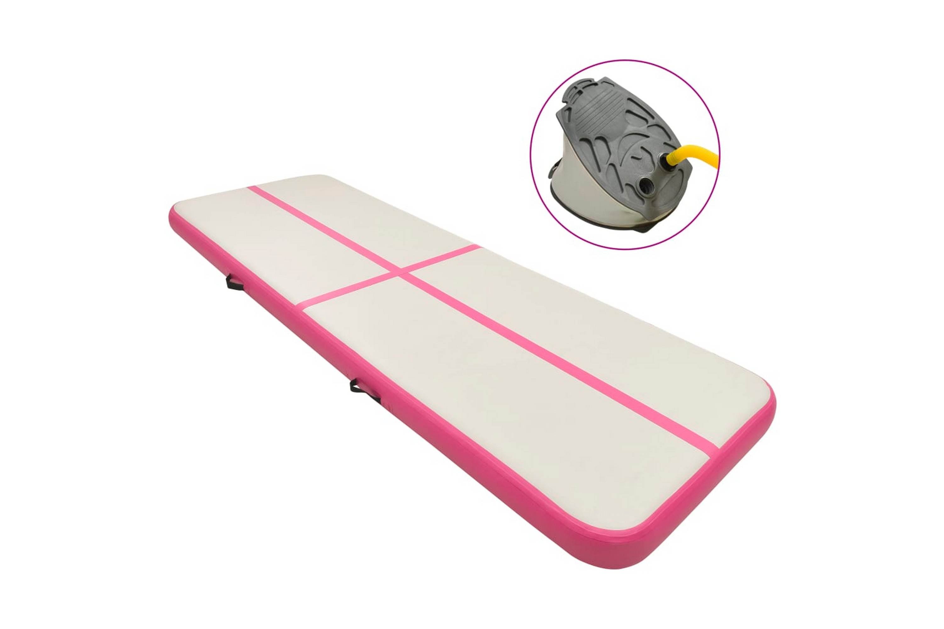 Be Basic Oppblåsbar gymnastikkmatte med pumpe 400x100x15 cm PVC rosa -