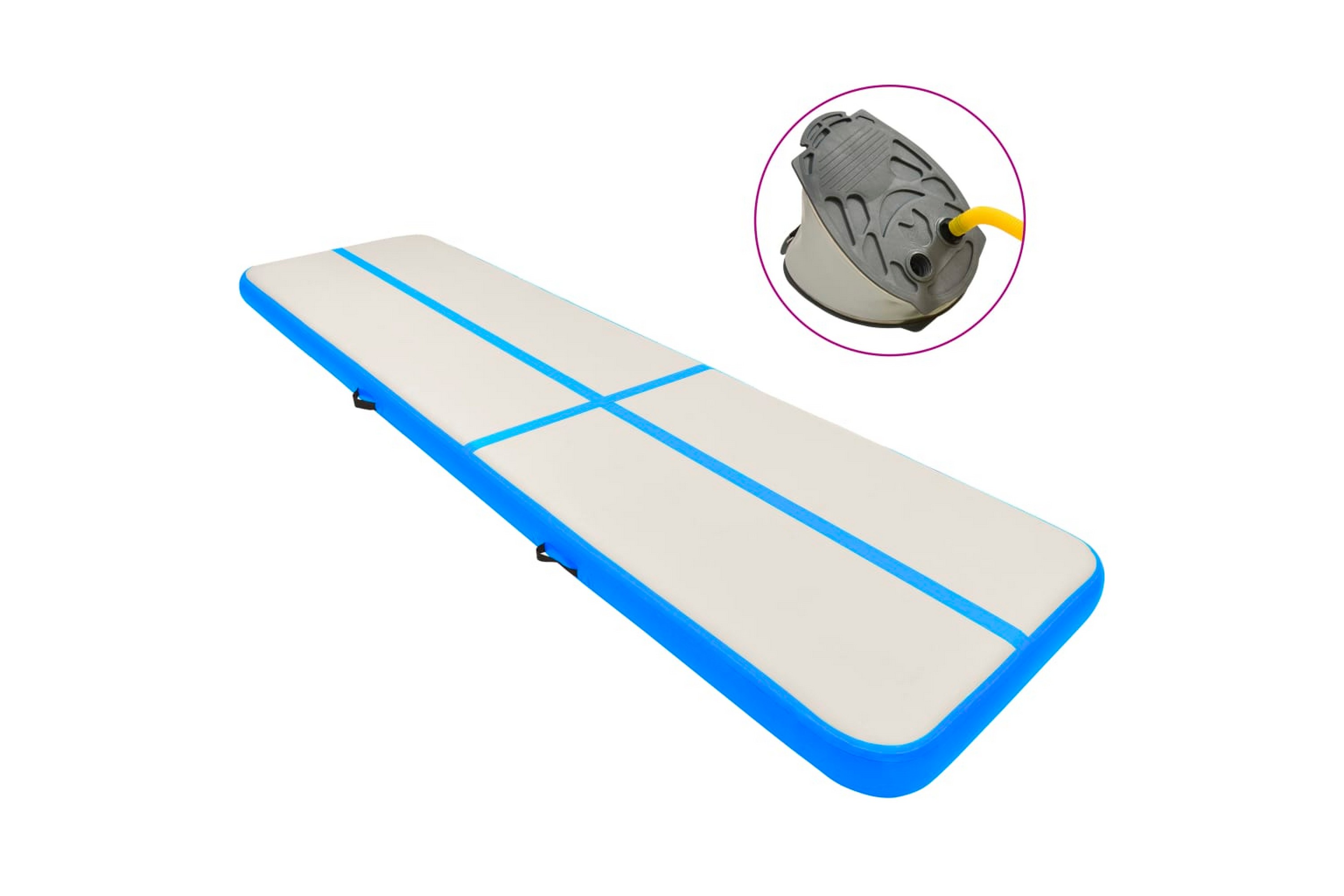 Be Basic Oppblåsbar gymnastikkmatte med pumpe 800x100x20 cm PVC blå -