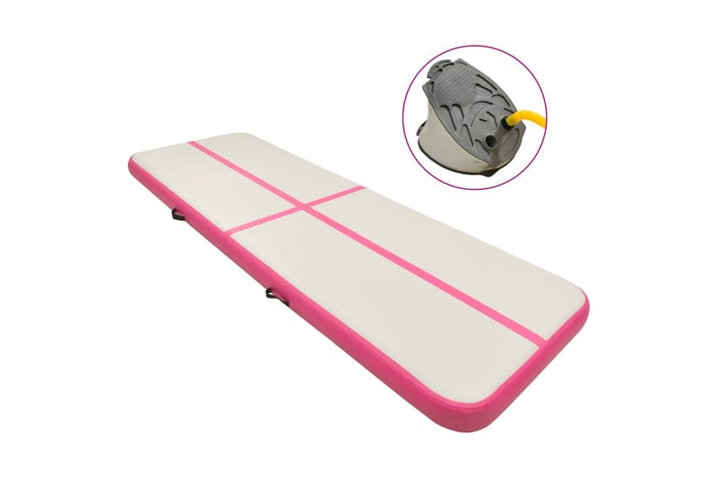 Oppblåsbar gymnastikkmatte med pumpe 400x100x20 cm PVC rosa - Rosa - Yogamatte
