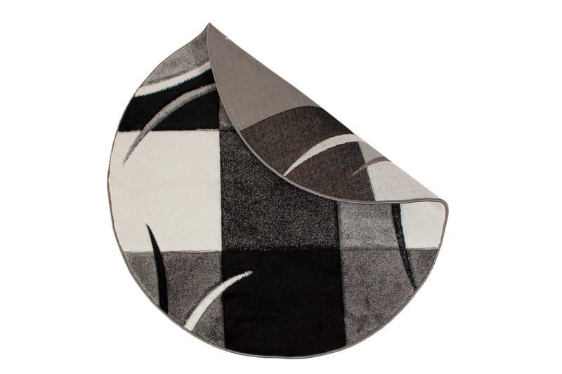 London Patch Friezematte Rund 200 - Svart - Tekstiler & tepper - Teppe & matte - Moderne matte - Wiltontepper