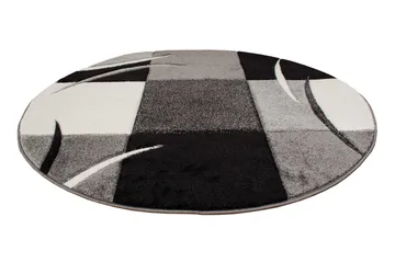 London Patch Friezematte Rund 200 - Svart - Tekstiler & tepper - Teppe & matte - Moderne matte - Wiltontepper