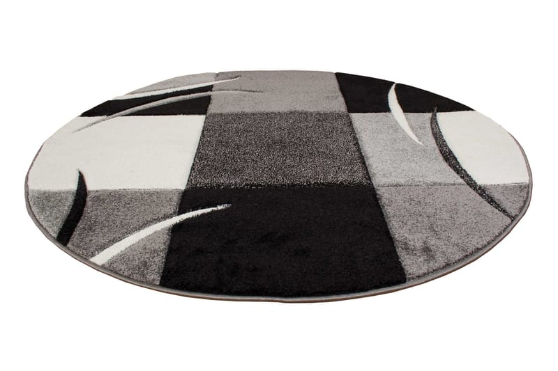 London Patch Friezematte Rund 200 - Svart - Tekstiler & tepper - Teppe & matte - Moderne matte - Wiltontepper
