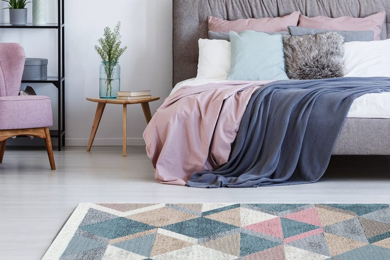 Matte AR 10 - Blå, Rosa - Blå/Rosa/Beige/Grå/Bomull - Tekstiler & tepper - Teppe & matte - Flatvevde tepper