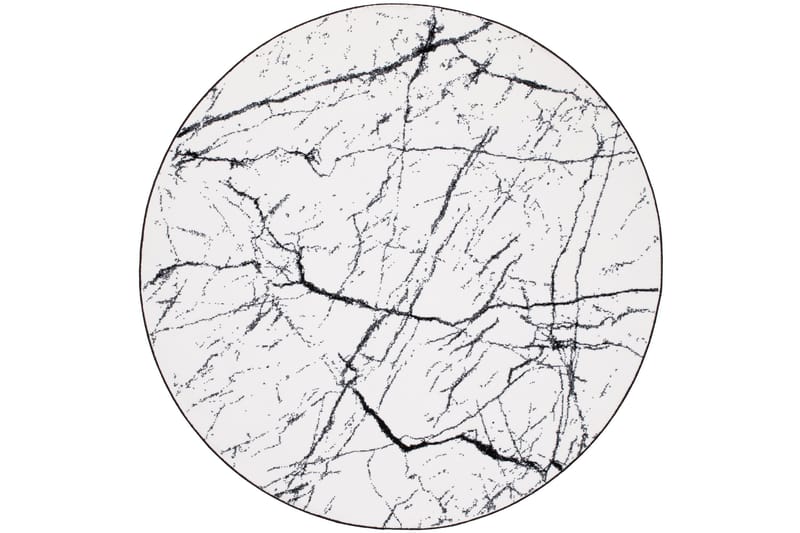 Matte Ink Marble Rund 240 cm - Hvit - Friezematte - Wiltontepper - Store tepper