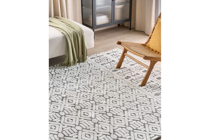 Teppe Sibi - Hvit, Grå, 200x300 cm - Tekstiler & tepper - Teppe & matte - Flatvevde tepper