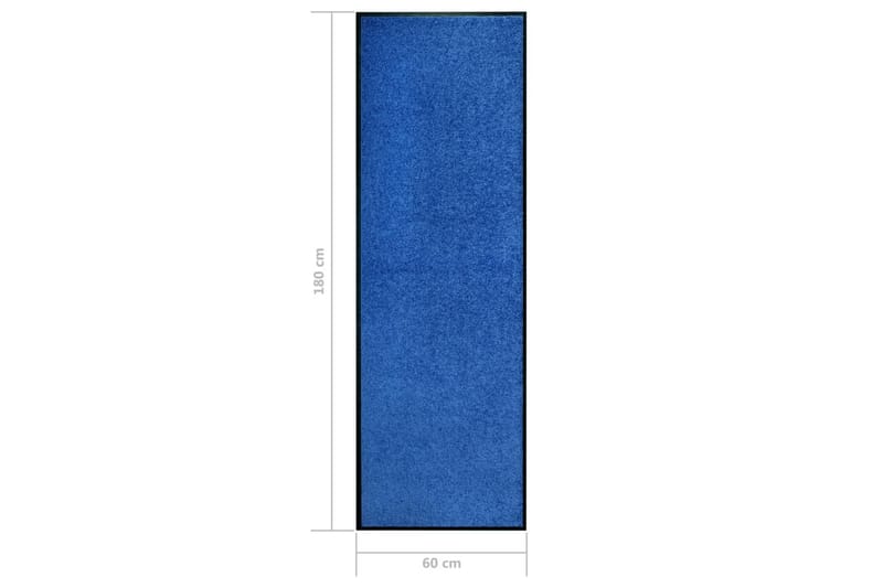 Dørmatte vaskbar blå 60x180 cm - Blå - Dørmatte og entrématte