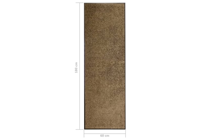 Dørmatte vaskbar brun 60x180 cm - Brun - Dørmatte og entrématte