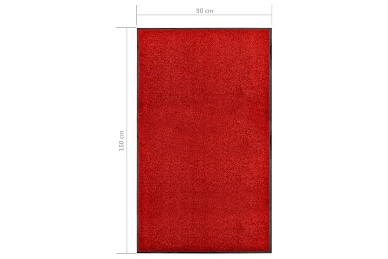 Dørmatte vaskbar rød 90x150 cm - Rød - Dørmatte og entrématte