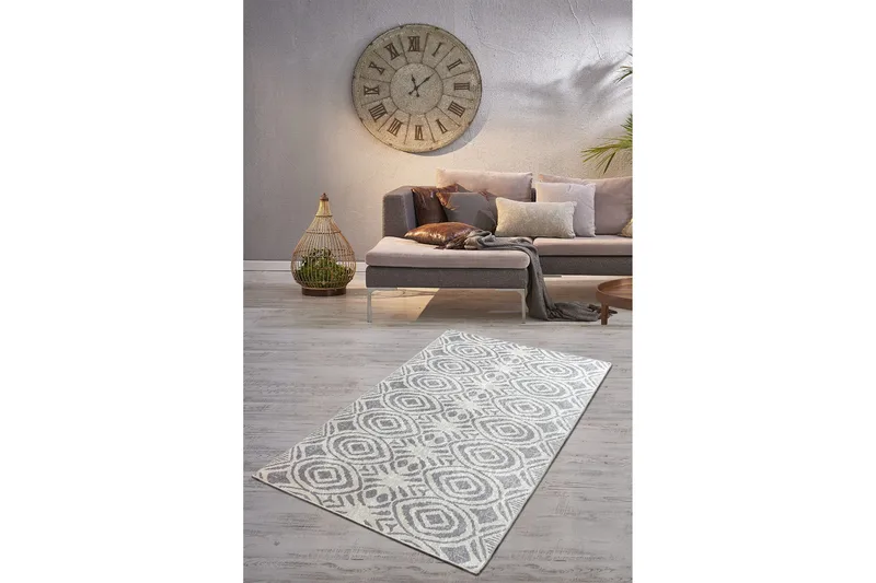Hall Matte Blome - Grå (60 x 140) - Grå / Fløyel - Tekstiler & tepper - Teppe & matte - Utendørs tepper - Dørmatte og entrématte