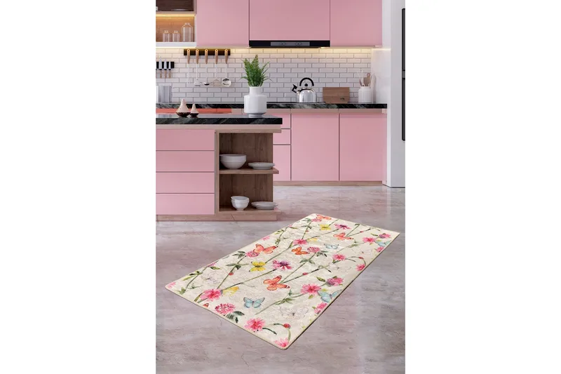 Hall Matte Butterfly (80 x 200) - Flerfarget/Fløyel - Tekstiler & tepper - Teppe & matte - Utendørs tepper - Dørmatte og entrématte