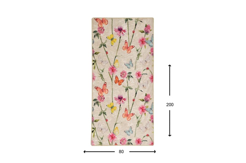 Hall Matte Butterfly (80 x 200) - Flerfarget/Fløyel - Tekstiler & tepper - Teppe & matte - Utendørs tepper - Dørmatte og entrématte